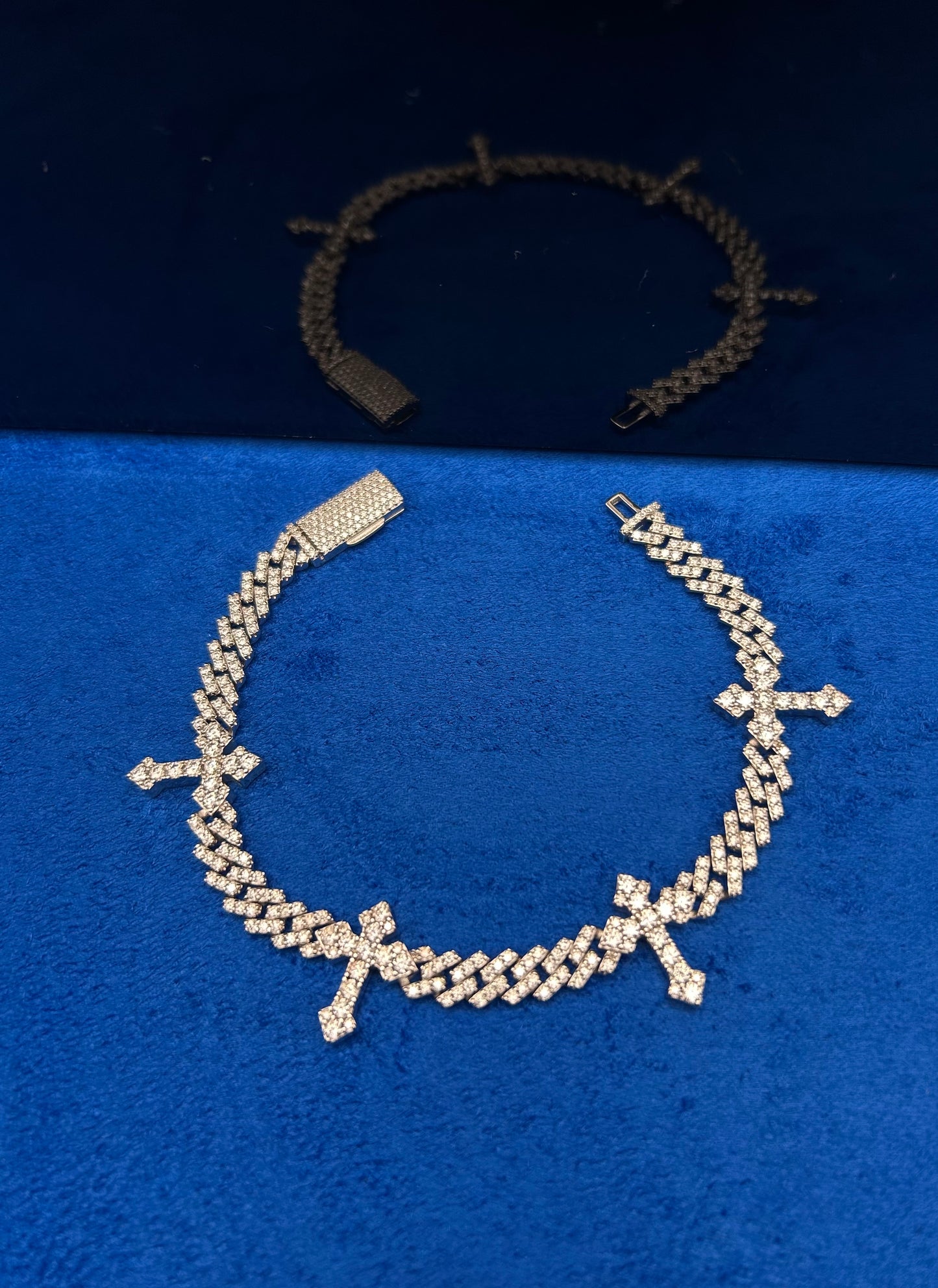 Moissanite Cuban Link Cross Bracelet 6MM