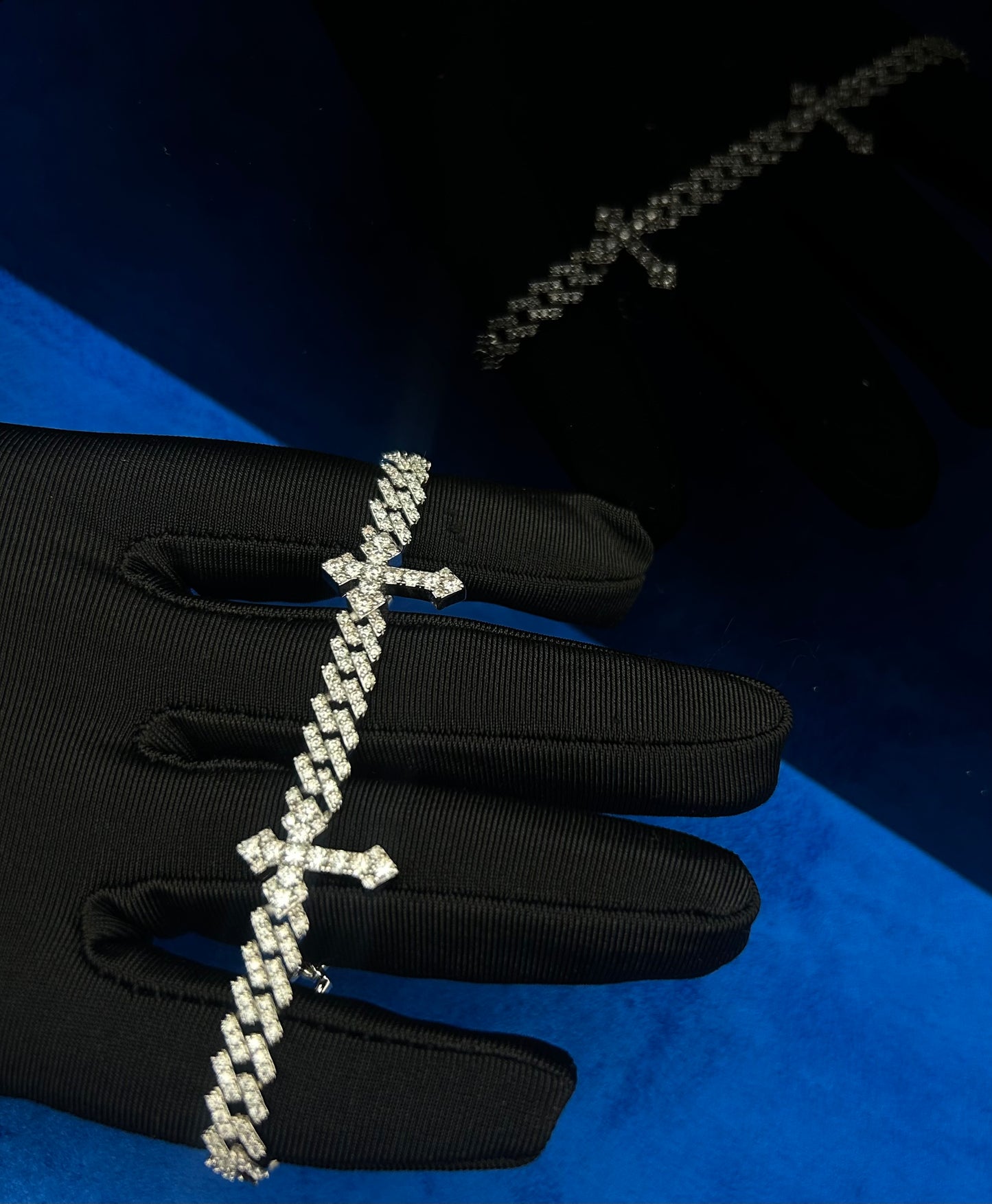Moissanite Cuban Link Cross Bracelet 6MM