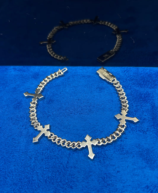 Moissanite Cuban Link Cross Bracelet 6MM